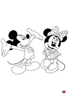 Coloriages à imprimer Disney - Mickey et Minnie vous saluent