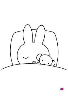 Coloriage Miffy - Miffy dort avec son doudou