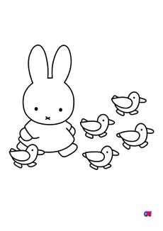 Coloriage Miffy - Miffy et ses canetons