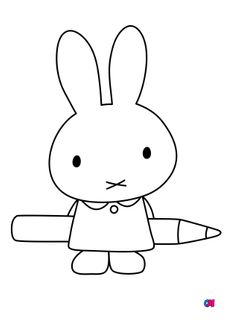 Coloriage Miffy - Miffy et son crayon dans le dos