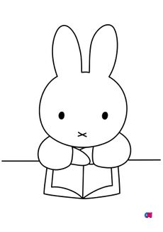 Coloriage Miffy - Miffy lit un livre