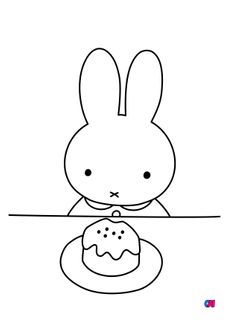 Coloriage Miffy - Miffy observe son gâteau