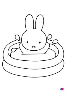 Coloriage Miffy - Miffy s'amuse dans sa piscine gonflable