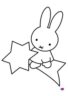 Coloriage Miffy - Miffy sur une étoile filante