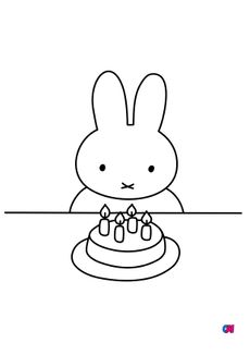 Coloriage Miffy - Miffy va souffler ses bougies d'anniversaire