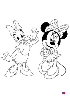 Coloriages à imprimer Disney - Minnie et Daisy