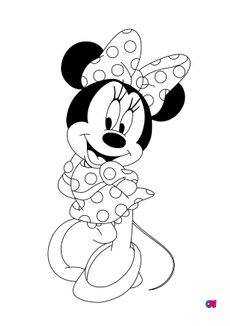 Coloriages à imprimer Disney - Minnie et sa robe à pois