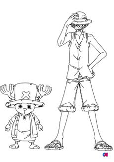 Coloriage One Piece - Monkey D.Luffy et Tony-Tony Chopper réunis