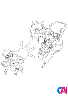 Coloriage Naruto - Naruto et Kakashi