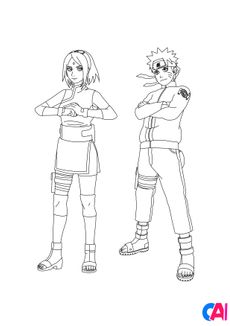 Coloriage Naruto - Naruto et Sakura