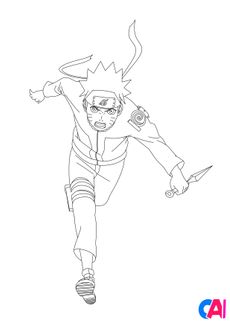 Coloriage Naruto - Naruto court à pleine vitesse