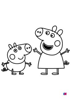 Coloriage Peppa Pig - Peppa et George Pig