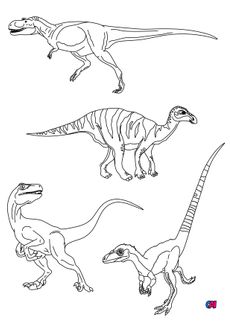 Coloriage de dinosaures - Planche 1 de dinosaures