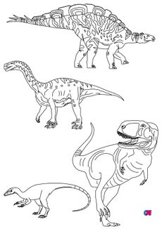 Coloriage de dinosaures - Planche 2 de dinosaures