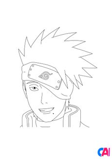 Coloriage Naruto - Portrait de Kakashi Hatake