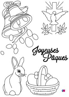 Coloriage Pâques - Quelques symboles de Pâques 2