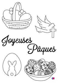 Coloriage Pâques - Quelques symboles de Pâques 5