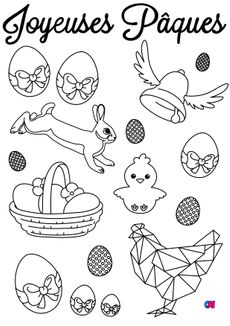 Coloriage Pâques - Quelques symboles de Pâques 8