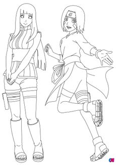 Coloriage Naruto - Rin et Hinata ensemble