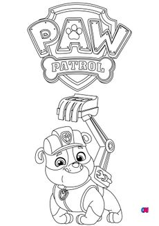 Coloriage Pat Patrouille - Ruben et le logo de la Pat'Patrouille