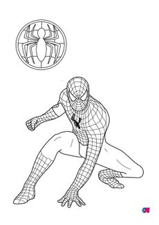 Coloriage Spiderman - Spiderman prêt à combattre
