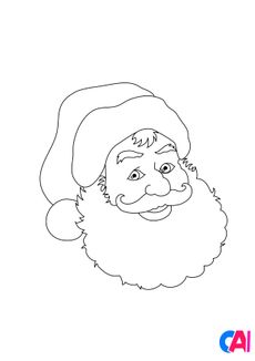 Coloriage de Noël - La tête du Père Noël 