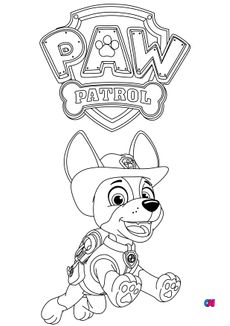 Coloriage Pat Patrouille - Tracker et le logo de la Pat'Patrouille