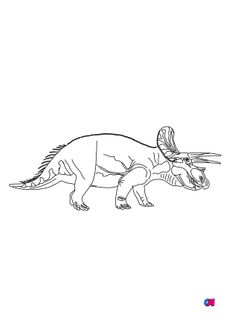 Coloriage de dinosaures - Triceratops 3