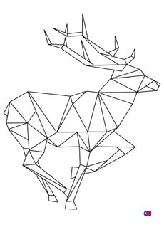 Coloriage Animaux géométriques - Un cerf galopant
