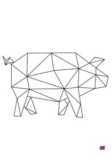 Coloriage Animaux géométriques - Un cochon