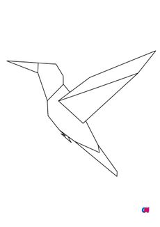 Coloriage Animaux géométriques - Un colibri en plein envol