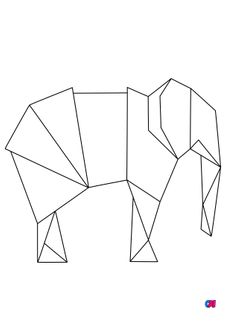 Coloriage Animaux géométriques - Un éléphant d'Afrique