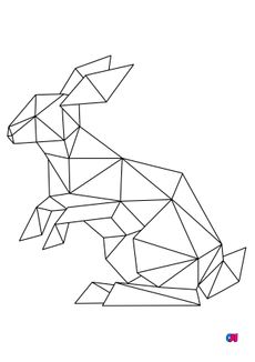 Coloriage Animaux géométriques - Un lièvre sur ses pattes arrières