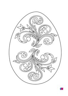 Coloriage Pâques - Un œuf de Pâques d'inspiration baroque
