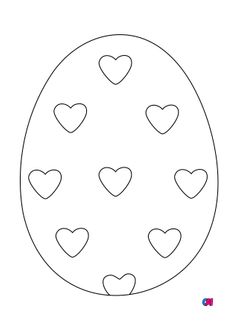 Coloriage Pâques - Un œuf de Pâques avec des petits cœurs