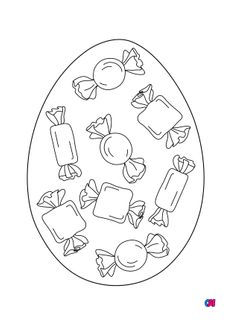 Coloriage Pâques - Un œuf de Pâques de bonbons