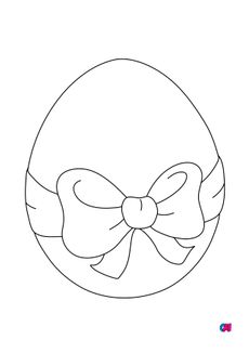 Coloriage Pâques - Un œuf de Pâques enrubanné