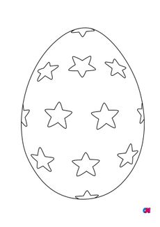 Coloriage Pâques - Un œuf de Pâques orné d'étoiles