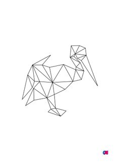Coloriage Animaux géométriques - Un pélican