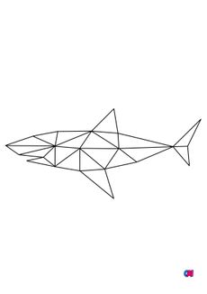 Coloriage Animaux géométriques - Un requin terrifiant