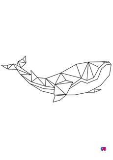 Coloriage Animaux géométriques - Une baleine bleue