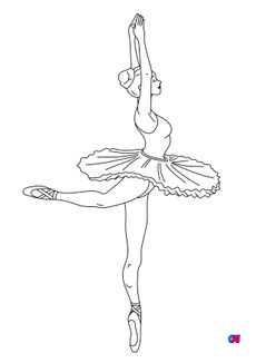Coloriages de danseuses - Une danseuse avec un tutu plateau