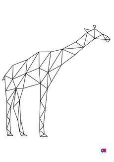 Coloriage Animaux géométriques - Une girafe au long cou