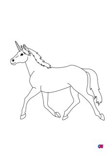 Coloriage Licornes - Une licorne, cet animal mythique