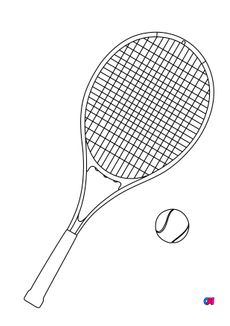 Coloriage tennis - Une raquette et une balle de tennis