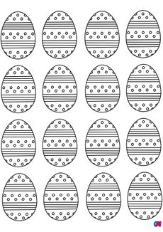 Coloriage Pâques - Une série d'œufs de Pâques au décor géométrique