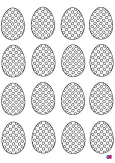 Coloriage Pâques - Une série d'œufs de Pâques avec des petits cercles