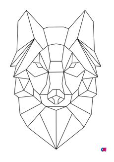 Coloriage Animaux géométriques - Une tête de loup