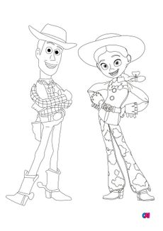 Coloriage Toy Story 4 - Woody et Jessie