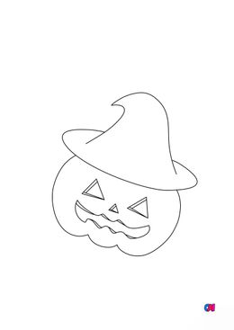 Coloriages Halloween - Citrouille et chapeau